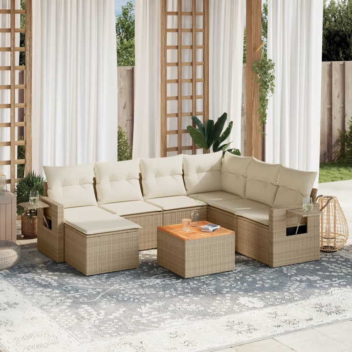sofasæt til haven 8 dele med hynder polyrattan beige