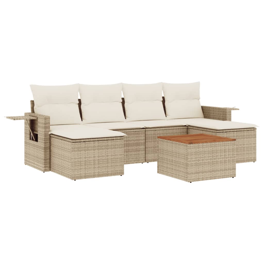 sofasæt til haven 7 dele med hynder polyrattan beige