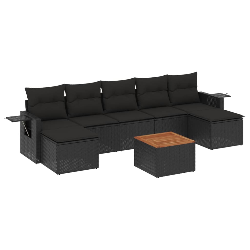 sofasæt til haven 8 dele med hynder polyrattan sort