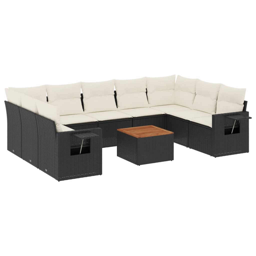 sofasæt til haven 10 dele med hynder polyrattan sort