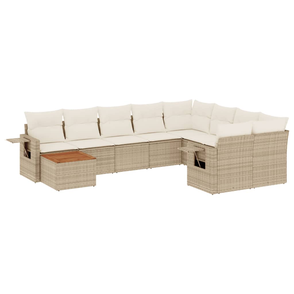 sofasæt til haven 10 dele med hynder polyrattan beige