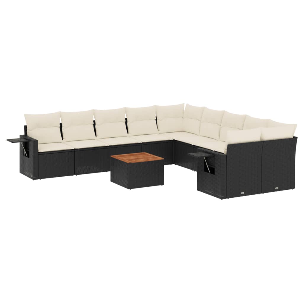sofasæt til haven 11 dele med hynder polyrattan sort