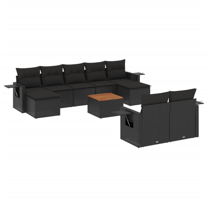 sofasæt til haven 10 dele med hynder polyrattan sort