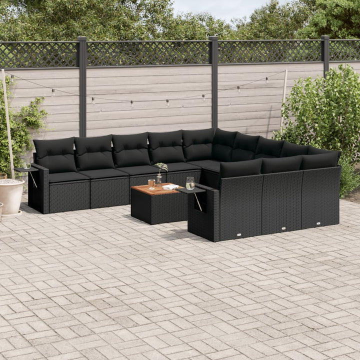 sofasæt til haven 12 dele med hynder polyrattan sort