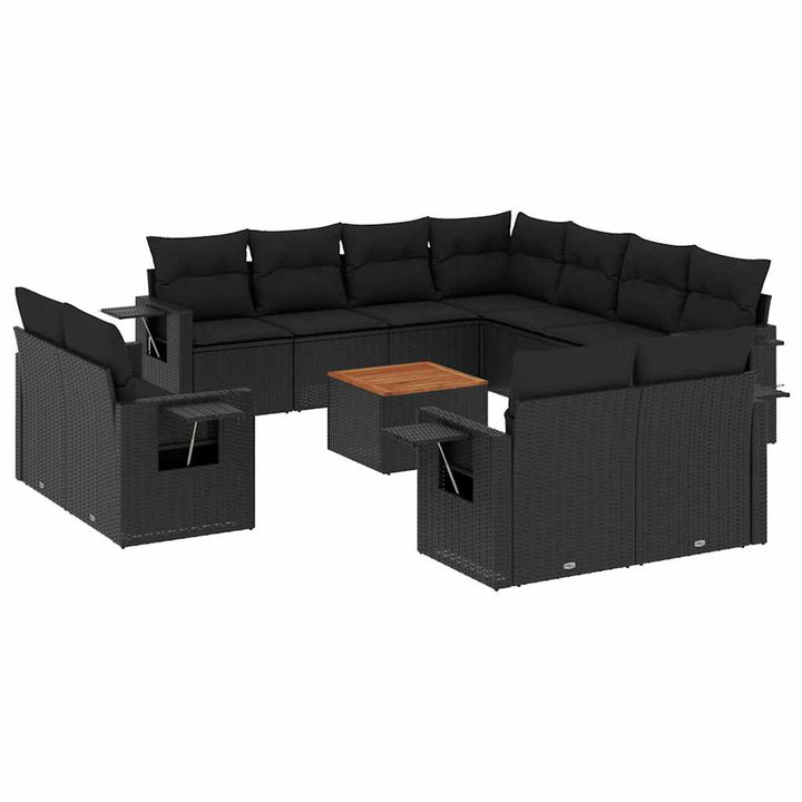 sofasæt til haven 12 dele med hynder polyrattan sort