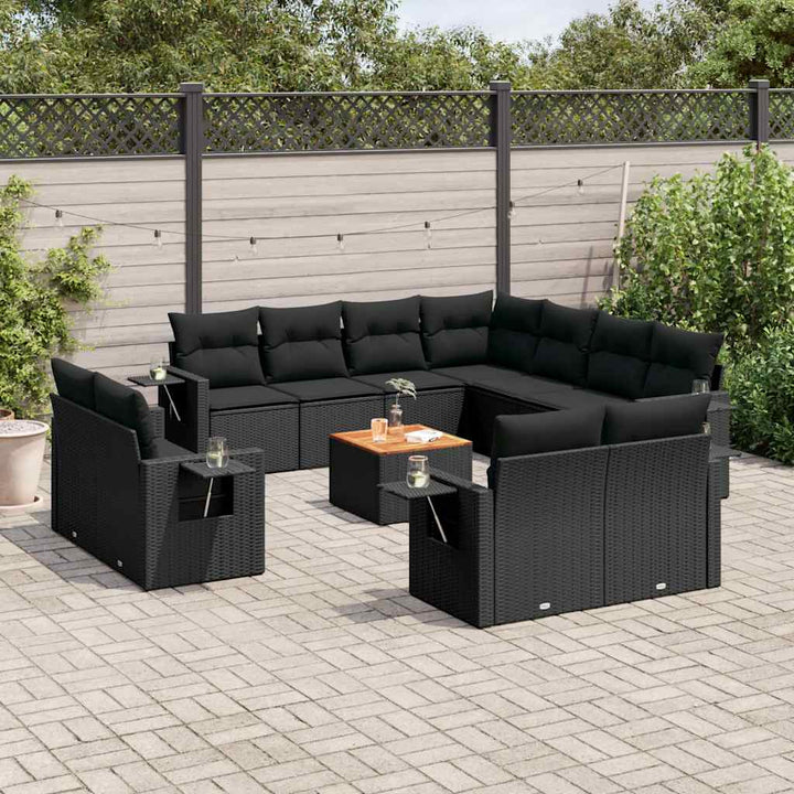 sofasæt til haven 12 dele med hynder polyrattan sort