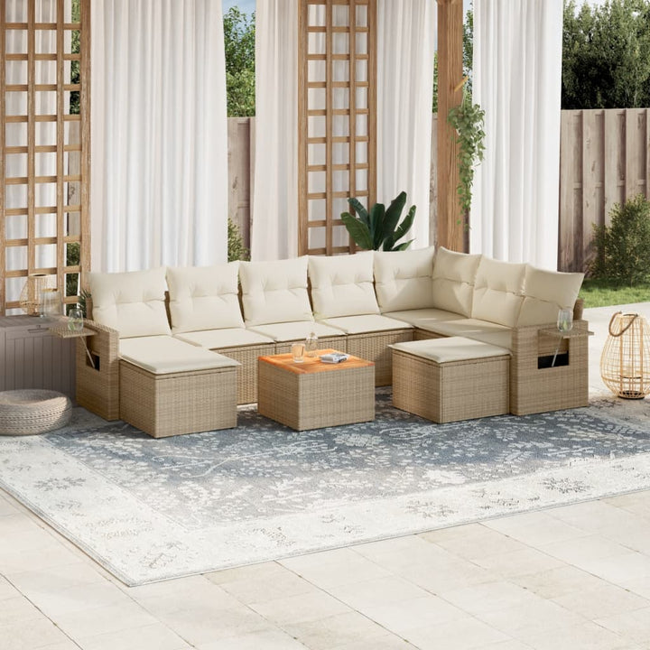 sofasæt til haven 10 dele med hynder polyrattan beige