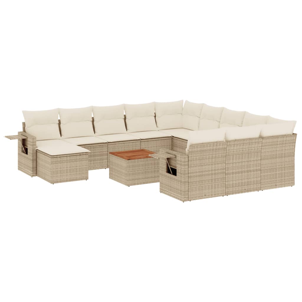 sofasæt til haven 13 dele med hynder polyrattan beige