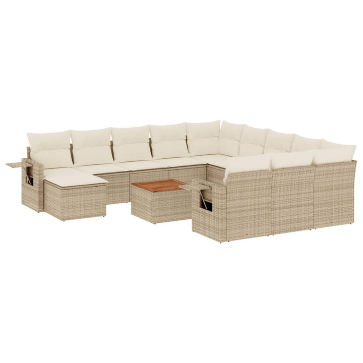 sofasæt til haven 13 dele med hynder polyrattan beige