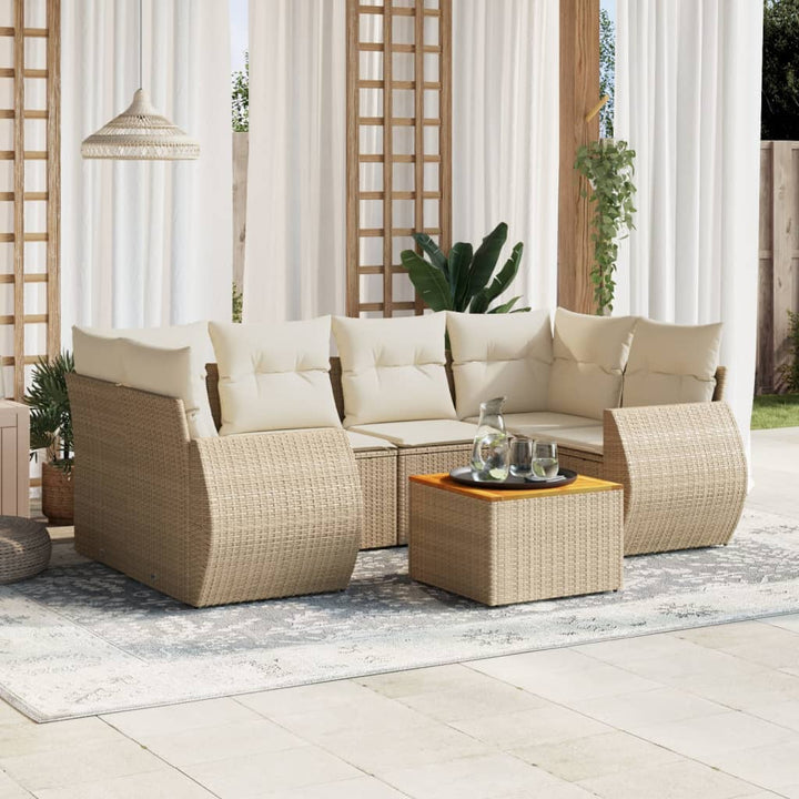sofasæt til haven 7 dele med hynder polyrattan beige
