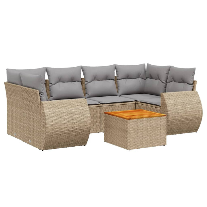 sofasæt til haven 7 dele med hynder polyrattan beige