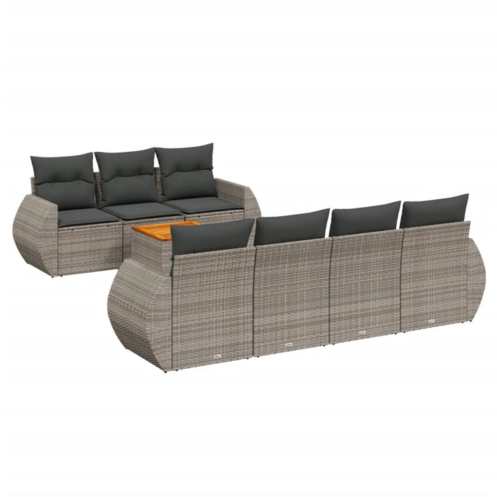 sofasæt til haven 8 dele med hynder polyrattan grå