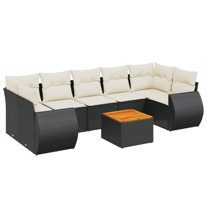 sofasæt til haven 8 dele med hynder polyrattan sort