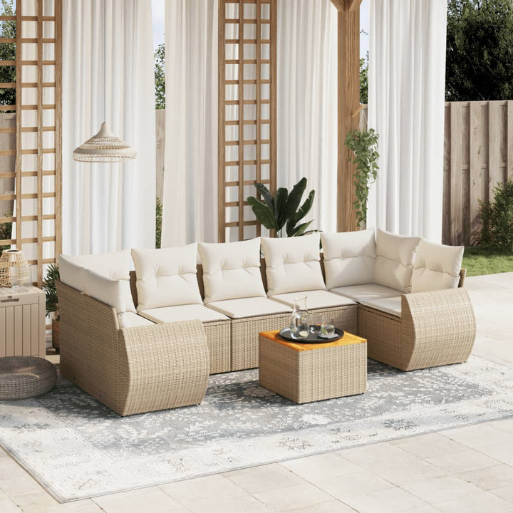 sofasæt til haven 8 dele med hynder polyrattan beige