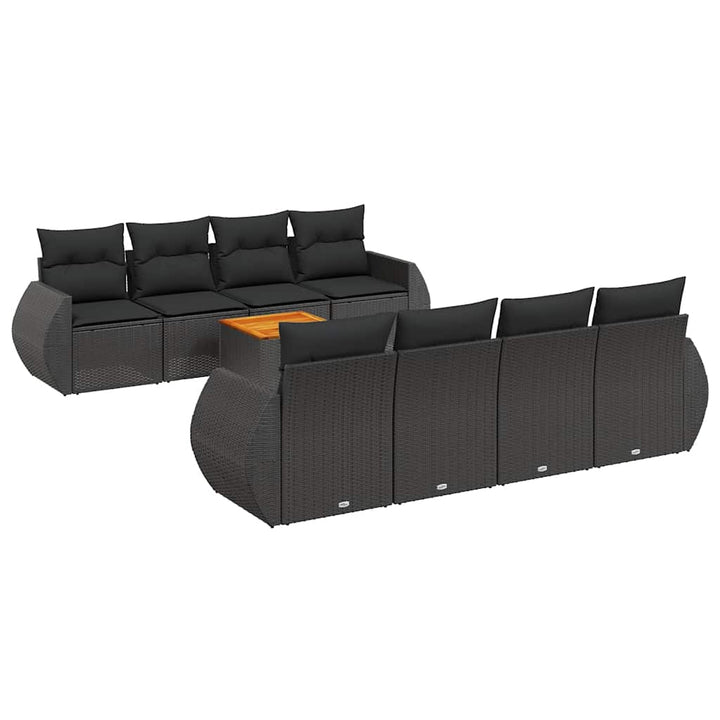 sofasæt til haven 9 dele med hynder polyrattan sort