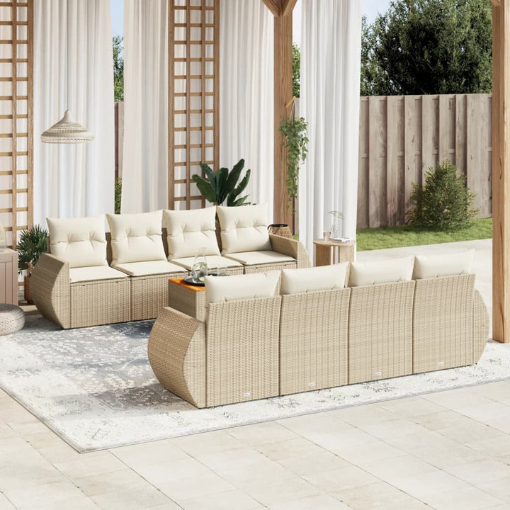 sofasæt til haven 9 dele med hynder polyrattan beige