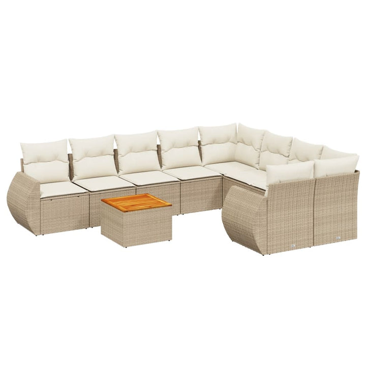 sofasæt til haven 9 dele med hynder polyrattan beige