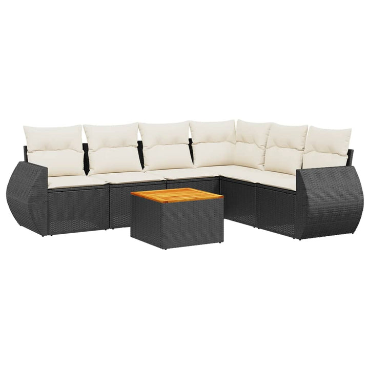 sofasæt til haven 7 dele med hynder polyrattan sort