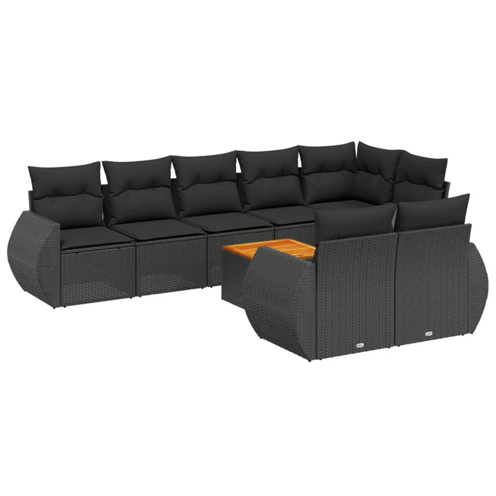 sofasæt til haven 9 dele med hynder polyrattan sort