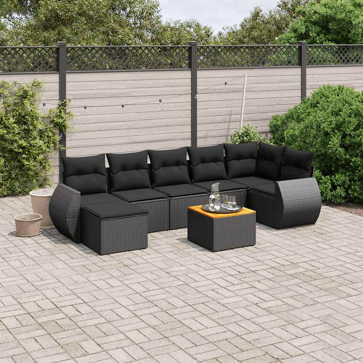 sofasæt til haven 8 dele med hynder polyrattan sort