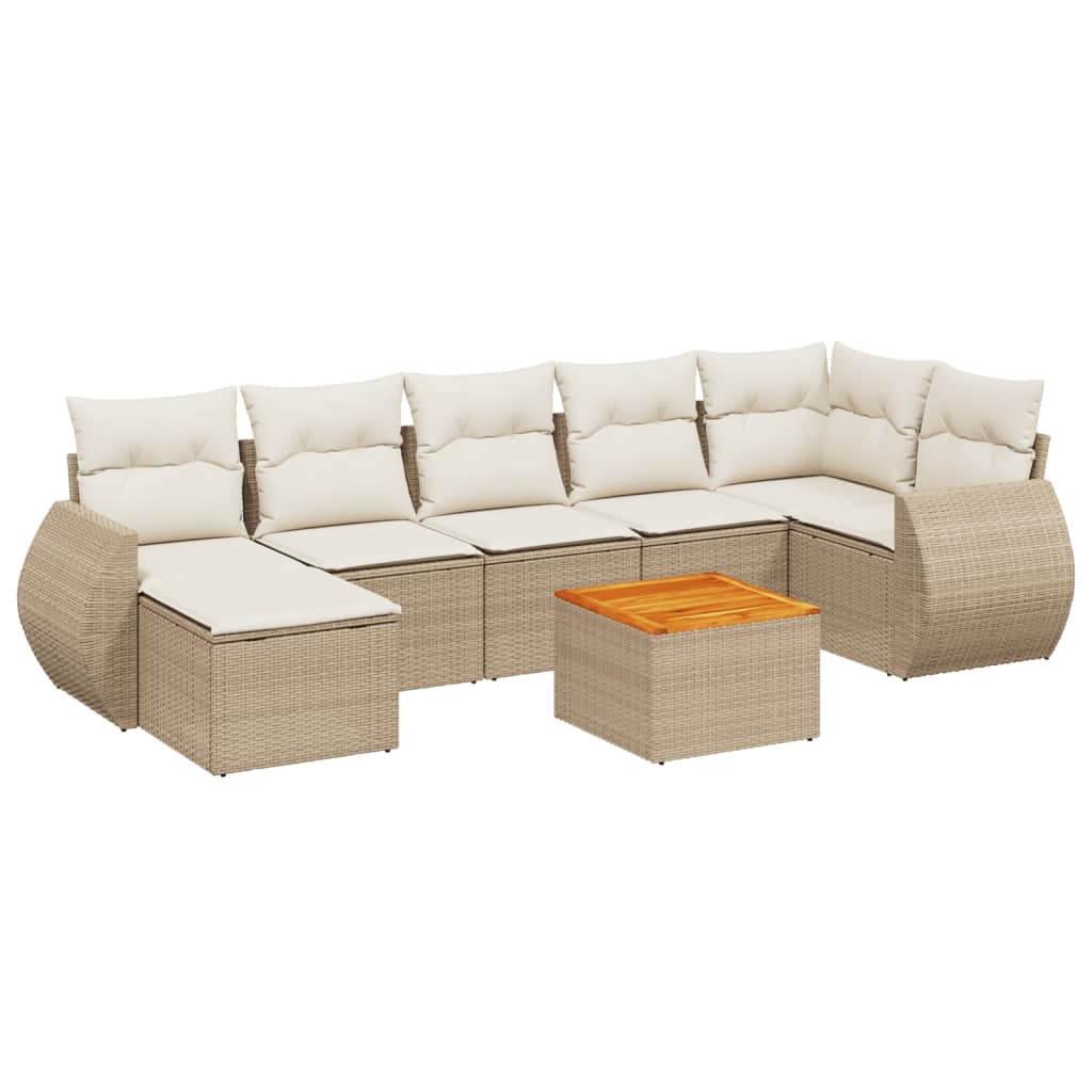 sofasæt til haven 8 dele med hynder polyrattan beige