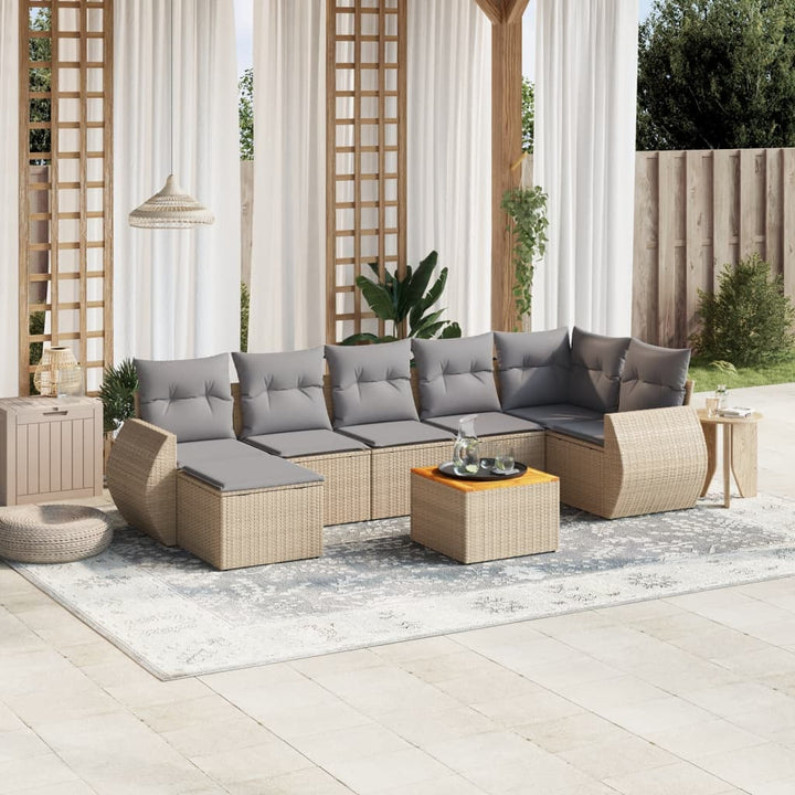 sofasæt til haven 8 dele med hynder polyrattan beige