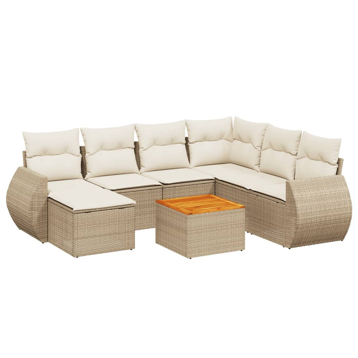 sofasæt til haven 8 dele med hynder polyrattan beige