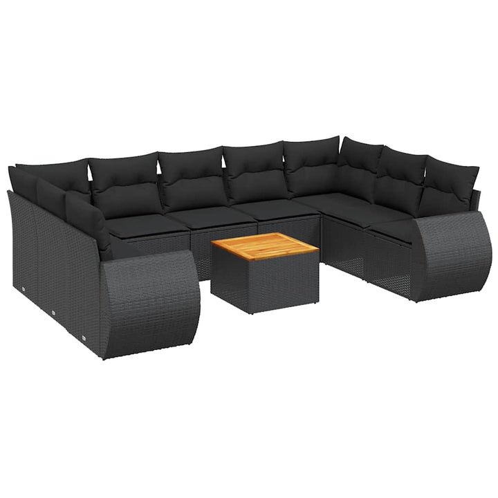 sofasæt til haven 10 dele med hynder polyrattan sort