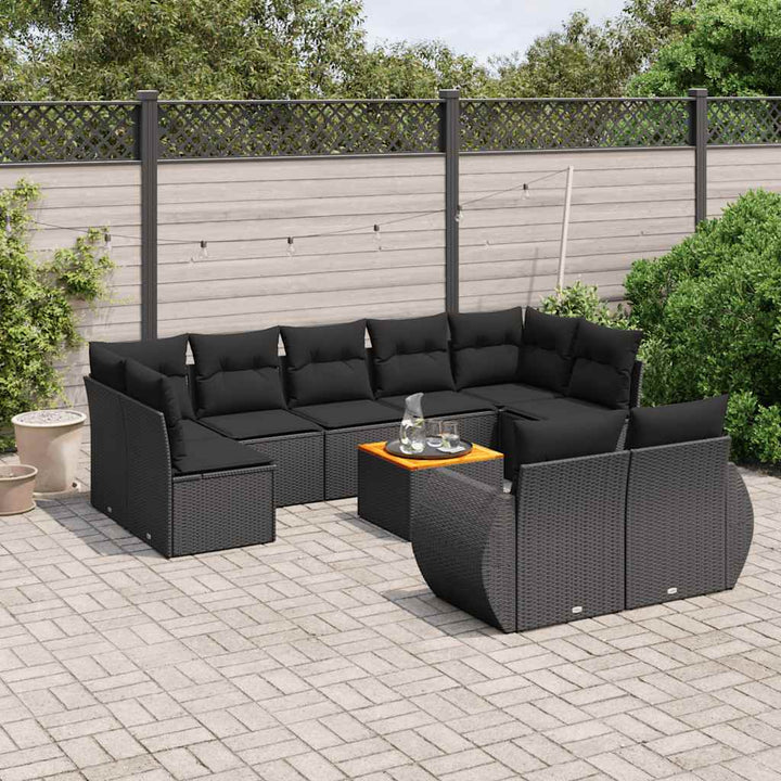 sofasæt til haven 10 dele med hynder polyrattan sort