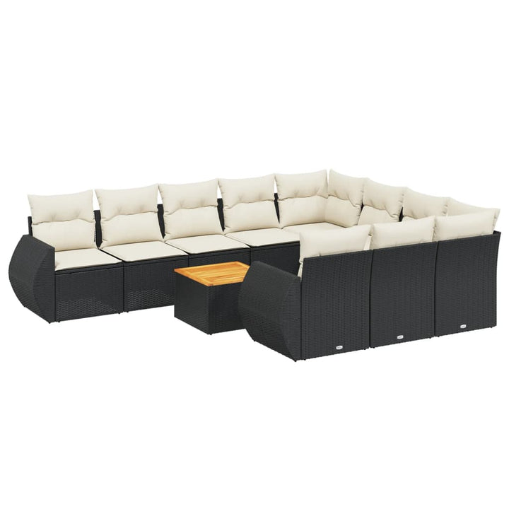 sofasæt til haven 11 dele med hynder polyrattan sort