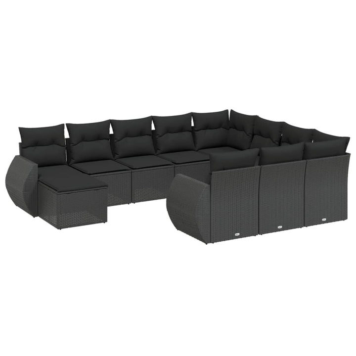 sofasæt til haven 11 dele med hynder polyrattan sort
