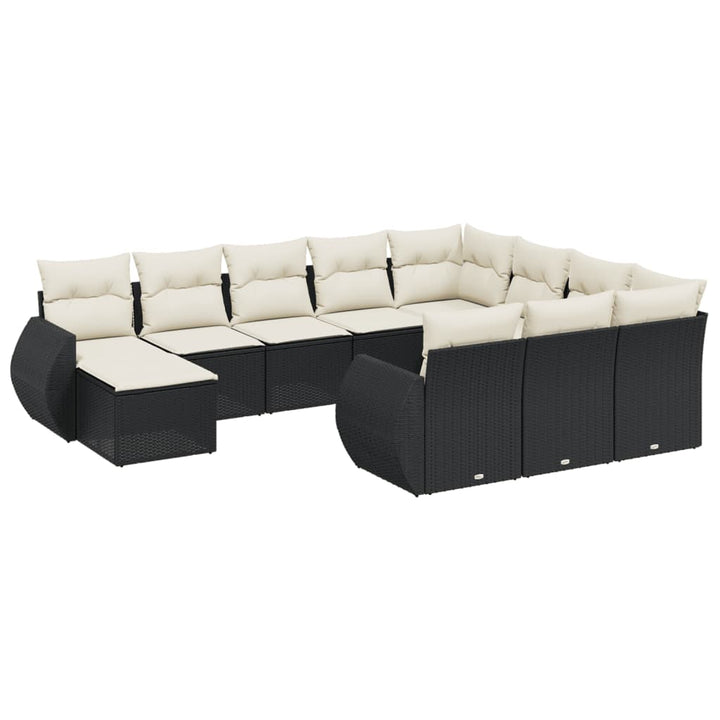 sofasæt til haven 11 dele med hynder polyrattan sort