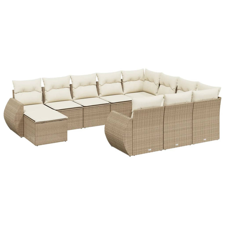 sofasæt til haven 11 dele med hynder polyrattan beige