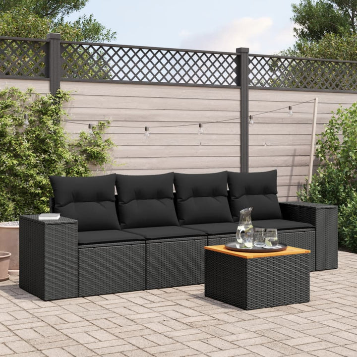 sofasæt til haven 5 dele med hynder polyrattan sort