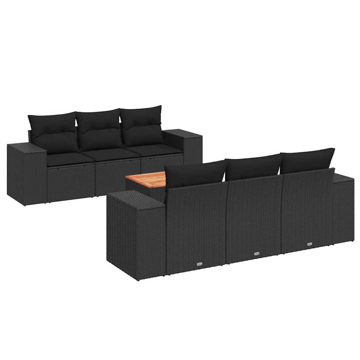 sofasæt til haven 7 dele med hynder polyrattan sort