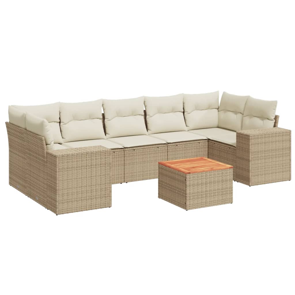 sofasæt til haven 8 dele med hynder polyrattan beige