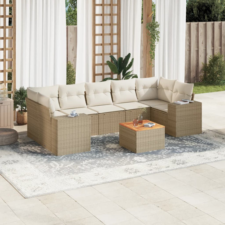 sofasæt til haven 8 dele med hynder polyrattan beige