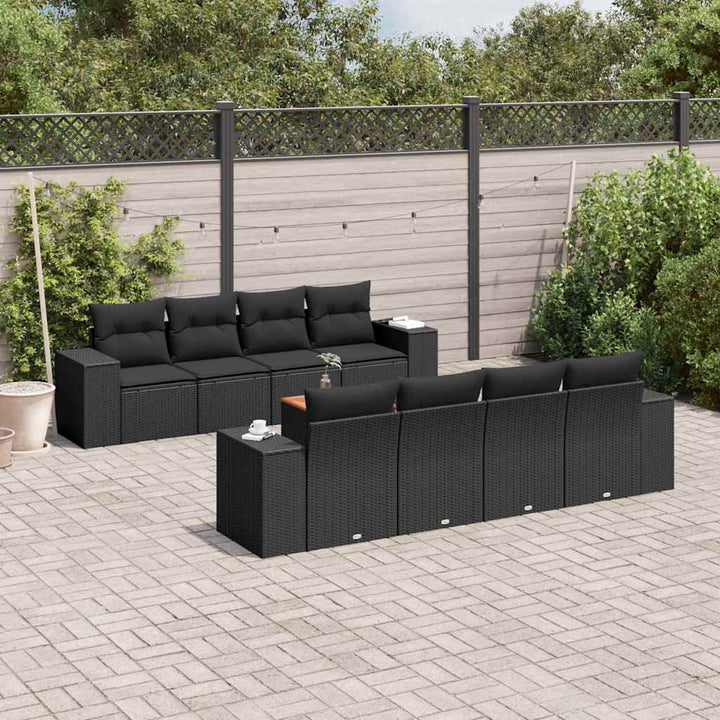 sofasæt til haven 9 dele med hynder polyrattan sort