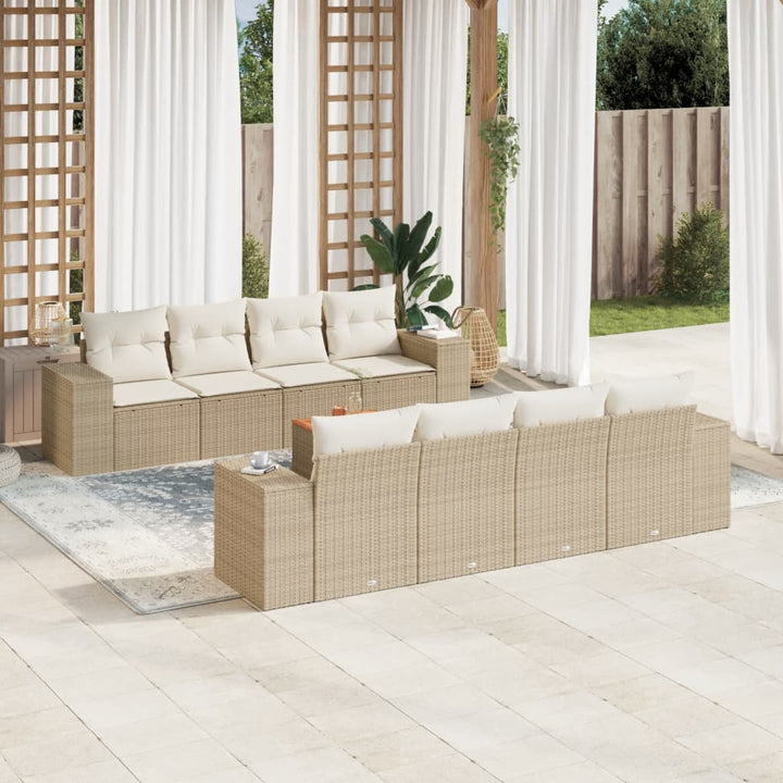 sofasæt til haven 9 dele med hynder polyrattan beige