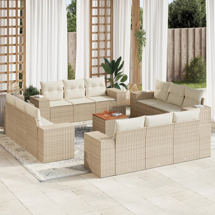 sofasæt til haven 13 dele med hynder polyrattan beige
