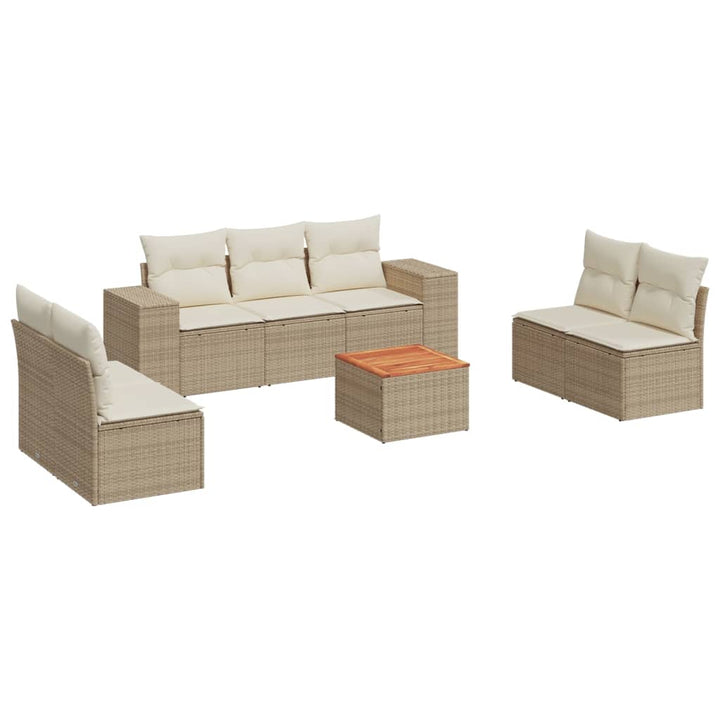 sofasæt til haven 8 dele med hynder polyrattan beige