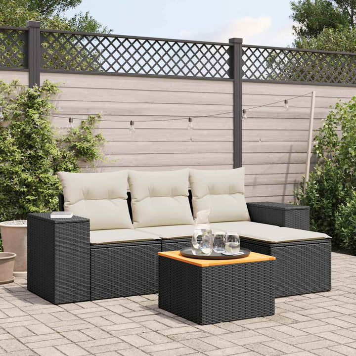 sofasæt til haven 5 dele med hynder polyrattan sort