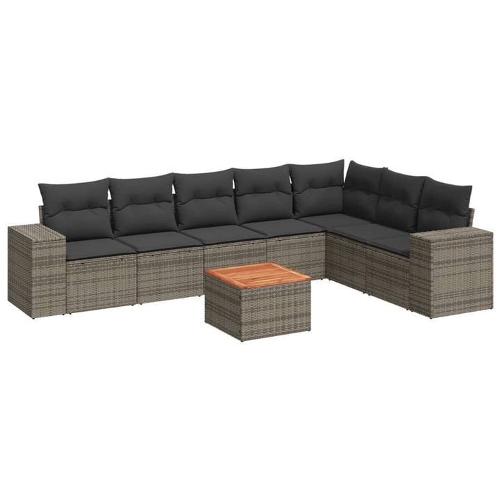 sofasæt til haven 8 dele med hynder polyrattan grå
