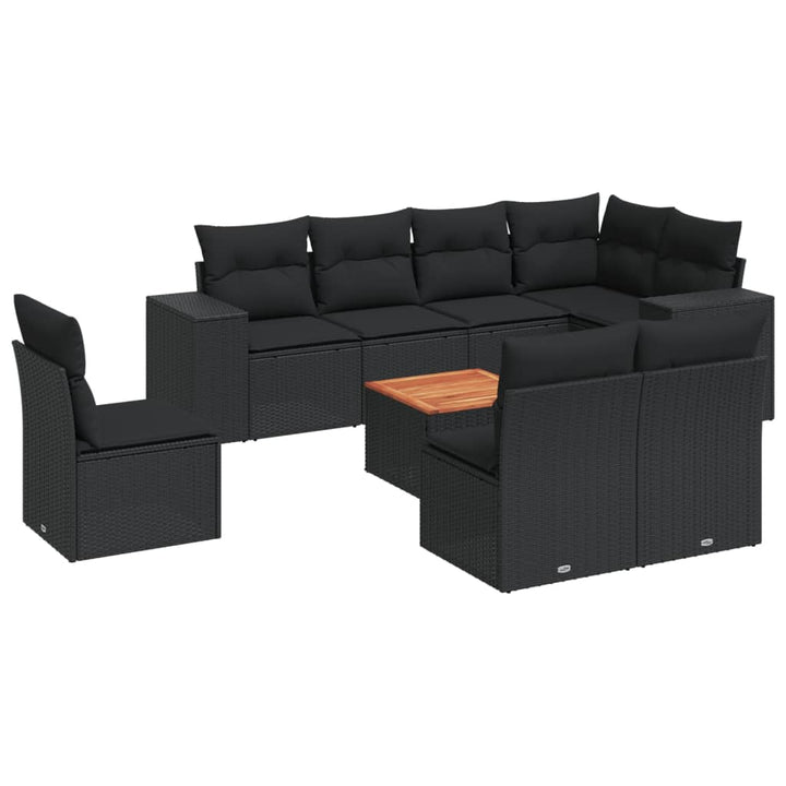 sofasæt til haven 9 dele med hynder polyrattan sort