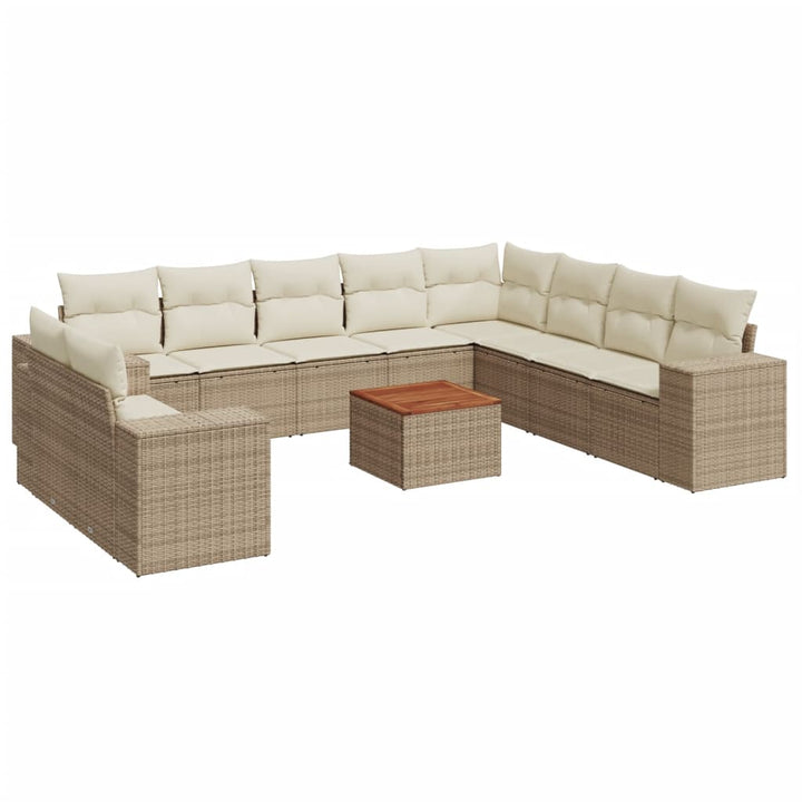 sofasæt til haven 11 dele med hynder polyrattan beige