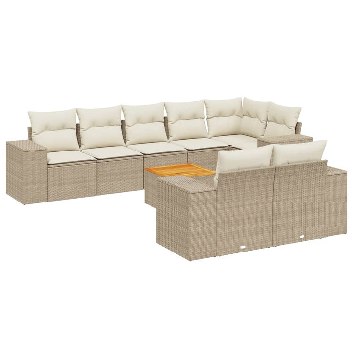 sofasæt til haven 9 dele med hynder polyrattan beige