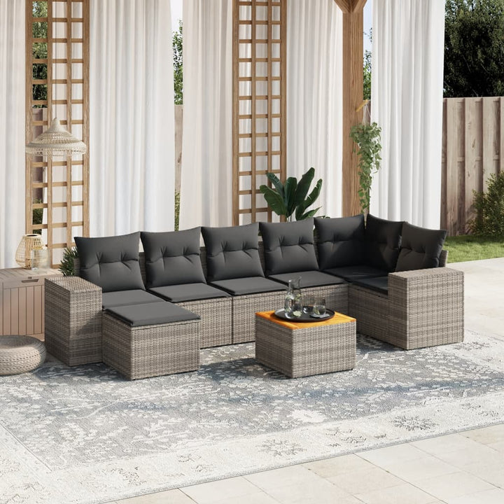 sofasæt til haven 8 dele med hynder polyrattan grå