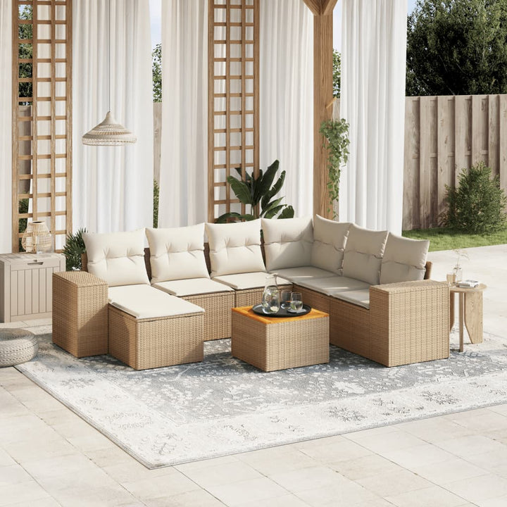 sofasæt til haven 8 dele med hynder polyrattan beige