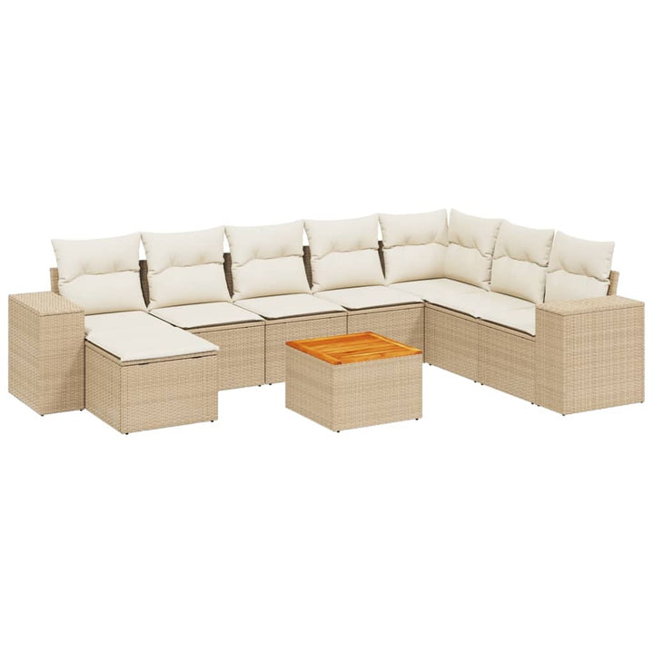 sofasæt til haven 9 dele med hynder polyrattan beige