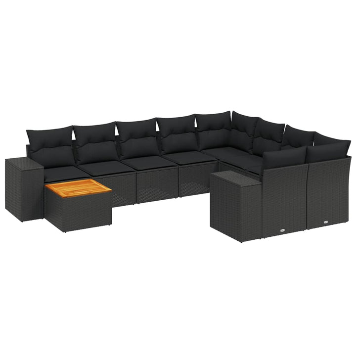 sofasæt til haven 10 dele med hynder polyrattan sort